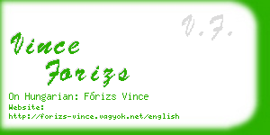 vince forizs business card